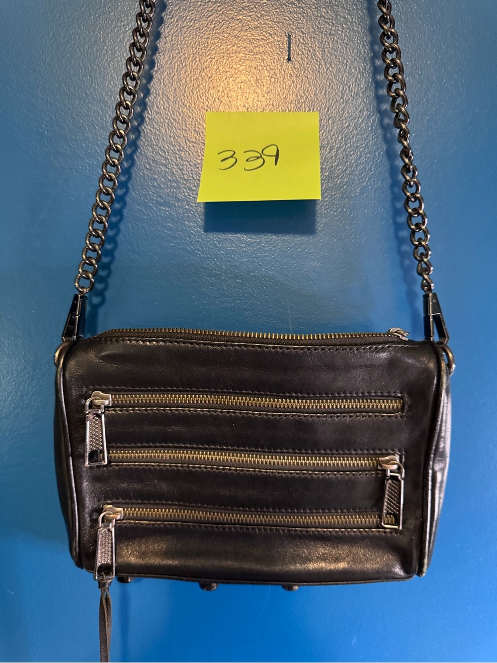 Rebecca Minkoff Black Leather Shoulder Bag with Chain Strap